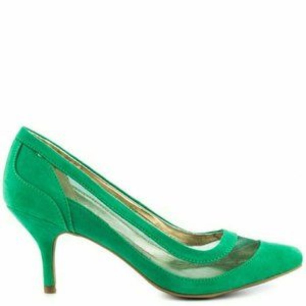 London Rebel Cynthia Mesh Suede Heels